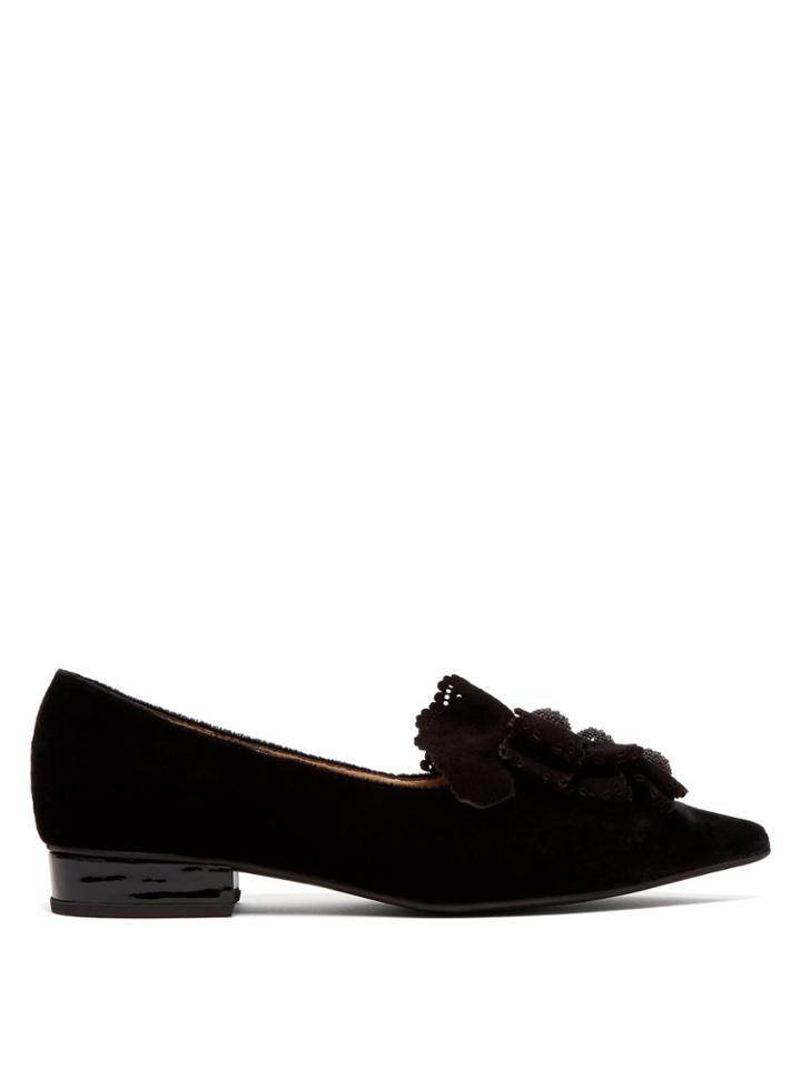 Rue St. Siroka Ruffled Velvet Flats