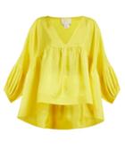 Matchesfashion.com Anaak - Airi Gathered Silk Satin Blouse - Womens - Yellow
