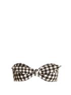 Matchesfashion.com Ephemera - Gingham Tie Front Bandeau Bikini Top - Womens - Black White