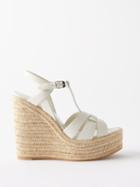 Saint Laurent - Tribute 130 Leather Wedge Espadrilles - Womens - Nude