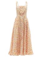 Ladies Beachwear Thierry Colson - Rossana Floral-print Cotton-poplin Maxi Dress - Womens - Yellow Print