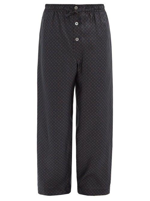 Matchesfashion.com Maison Margiela - Printed Silk Trousers - Mens - Navy