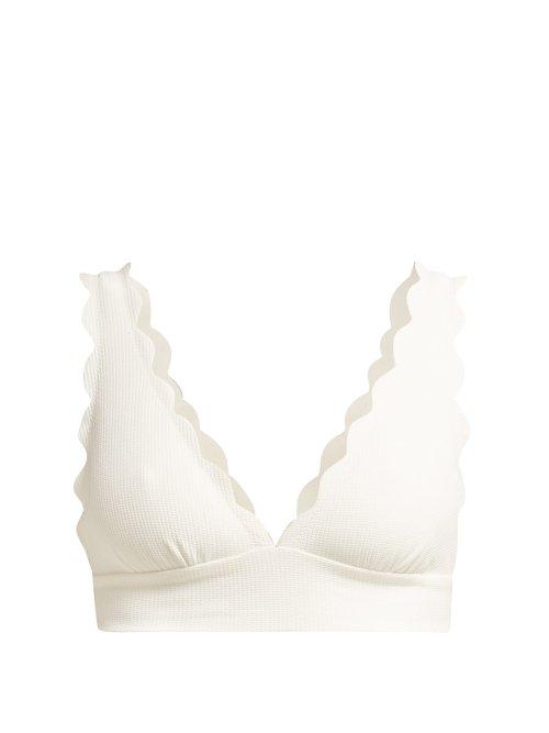 Matchesfashion.com Marysia - Santa Clara Scallop Edged Bikini Top - Womens - White