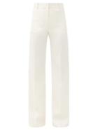 Matchesfashion.com Bella Freud - David Wool-twill Wide-leg Trousers - Womens - Ivory