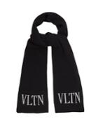 Valentino Logo-intarsia Wool And Cashmere-blend Scarf