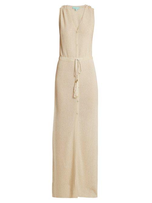 Matchesfashion.com Melissa Odabash - Siobhan V Neck Ribbed Knit Maxi Dress - Womens - Gold
