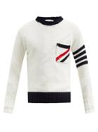 Matchesfashion.com Thom Browne - Four Bar Open-gauge Cotton Sweater - Mens - White