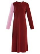 Tibi Bi-colour Contrast-sleeve Silk-georgette Dress