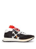 Matchesfashion.com Off-white - Logo Appliqu Twill And Suede Running Trainers - Mens - Black White