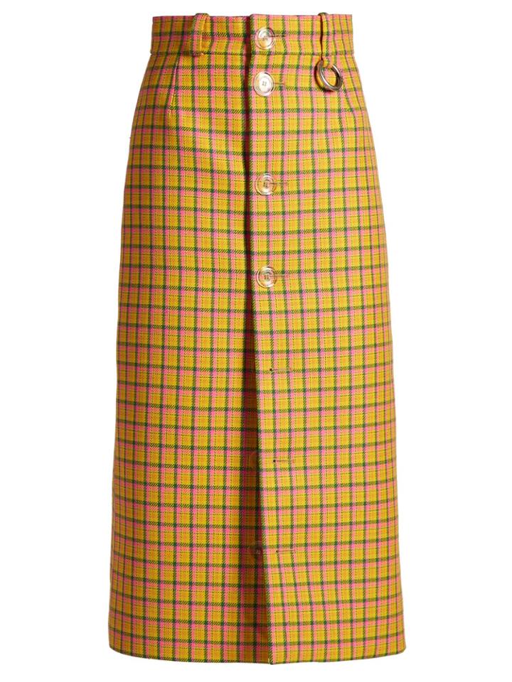 Balenciaga Checked Button-front Pencil Skirt