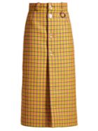 Balenciaga Checked Button-front Pencil Skirt