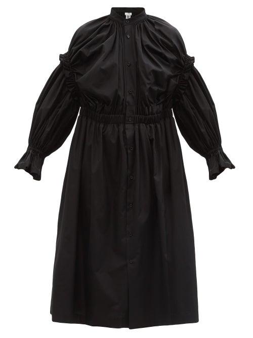 Matchesfashion.com Noir Kei Ninomiya - Gathered Cotton-poplin Shirt Dress - Womens - Black