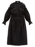 Matchesfashion.com Noir Kei Ninomiya - Gathered Cotton-poplin Shirt Dress - Womens - Black