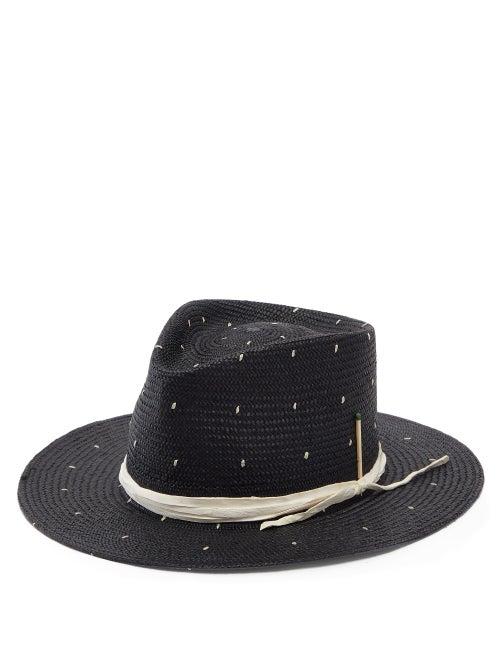 Matchesfashion.com Nick Fouquet - Rain Dog Embroidered Straw Fedora - Mens - Black