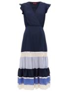 Matchesfashion.com Altuzarra - Judy Tiered-hem Crepe Dress - Womens - Blue Multi