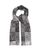 Matchesfashion.com Loewe - Monogram Intarsia Wool And Cashmere Blend Scarf - Mens - Black White