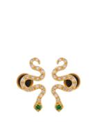 Ileana Makri Diamond, Yellow-gold & Tsavorite Snake Earrings