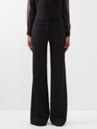 Tom Ford - Wide-leg Wool Grain-de-poudre Tuxedo Trousers - Womens - Black