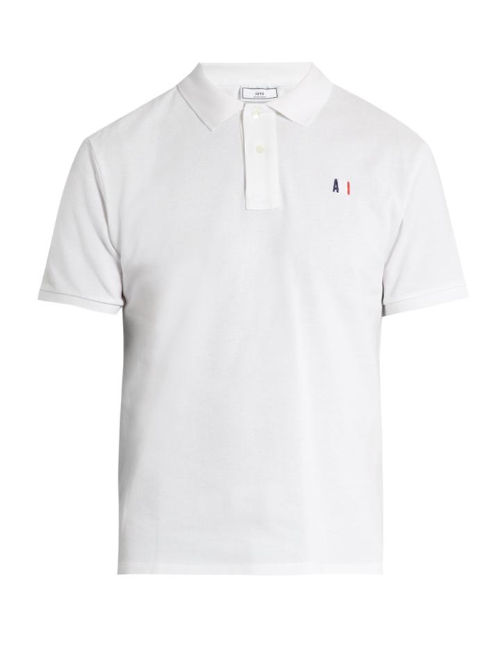 Ami Logo-embroidered Cotton-piqu Polo Shirt