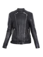 Balmain Ribbed-panel Leather Biker Jacket