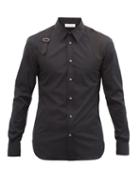 Mens Rtw Alexander Mcqueen - Harness Cotton-blend Poplin Shirt - Mens - Black