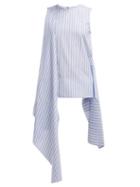 Matchesfashion.com Joseph - Alicia Panelled Asymmetric Cotton Top - Womens - Blue Stripe