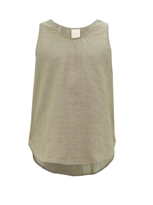 Matchesfashion.com Marrakshi Life - Scoop Hem Cotton-blend Tank Top - Mens - Green