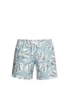 Matchesfashion.com Commas - Banana Leaf Print Swim Shorts - Mens - Light Blue