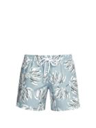 Matchesfashion.com Commas - Banana Leaf Print Swim Shorts - Mens - Light Blue