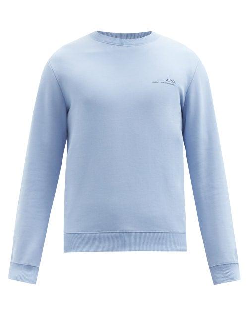 A.p.c. - Item Logo-print Jersey Sweatshirt - Mens - Blue