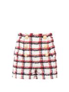 Matchesfashion.com Balmain - Buttoned Wool-blend Tweed Shorts - Womens - Red Multi