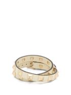 Matchesfashion.com Valentino Garavani - Rockstud Leather Wrap Bracelet - Womens - Ivory