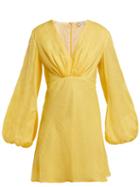 Matchesfashion.com Kalita - Utopia Linen Mini Dress - Womens - Yellow