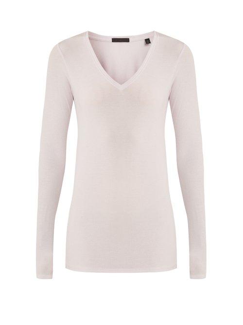 Matchesfashion.com Atm - V Neck Ribbed Jersey Top - Womens - Light Purple