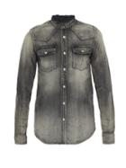 Matchesfashion.com Balmain - Western Distressed Denim Shirt - Mens - Black