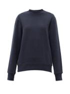 Matchesfashion.com Raey - Crew-neck Cotton-blend Sweatshirt - Womens - Navy