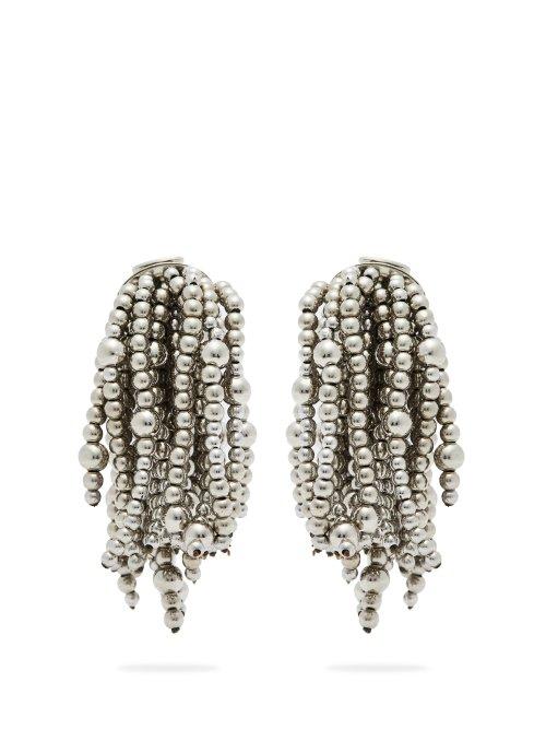 Matchesfashion.com Vanda Jacintho - Shower Beaded Clip On Earrings - Womens - Silver