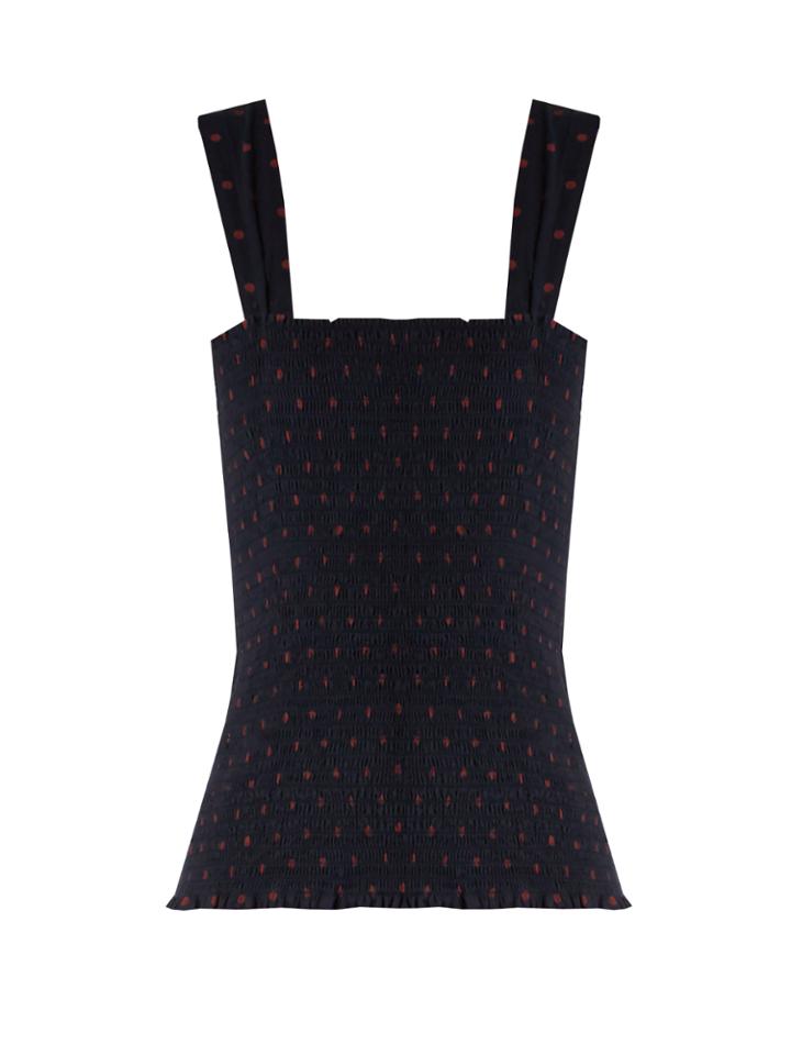Isabel Marant Étoile Manon Polka-dot Print Smocked Cotton Top