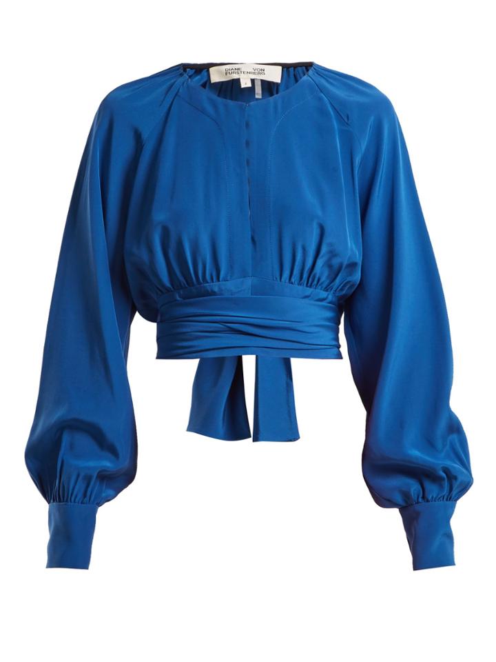 Diane Von Furstenberg Wrap-tie Waist Silk Top