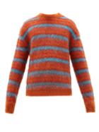 Matchesfashion.com Marni - Striped Mohair Blend Sweater - Mens - Orange Multi