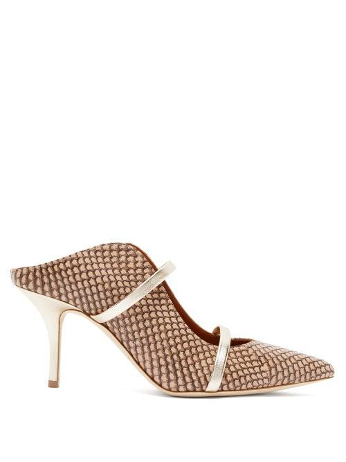 Matchesfashion.com Malone Souliers - Maureen Elaphe Mules - Womens - Nude Gold