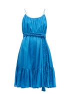 Matchesfashion.com Rhode - Nala Ruffle Trim Cotton Voile Mini Dress - Womens - Blue