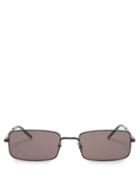 Matchesfashion.com Saint Laurent - Rectangle Frame Metal Sunglasses - Womens - Black