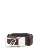 Matchesfashion.com Brioni - Monogram-buckle Suede And Leather Reversible Belt - Mens - Black Brown