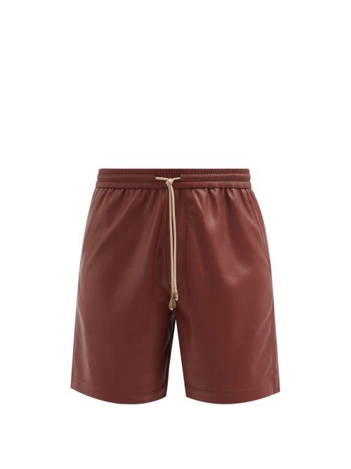Matchesfashion.com Nanushka - Doxxi Elasticated-waist Faux-leather Shorts - Mens - Brown