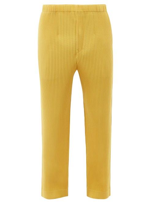 Homme Pliss Issey Miyake - Technical-pleated Relaxed-leg Trousers - Mens - Yellow