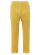 Homme Pliss Issey Miyake - Technical-pleated Relaxed-leg Trousers - Mens - Yellow