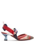 Matchesfashion.com Fendi - Colibri Ff Print Mesh Slingback Pumps - Womens - Red Multi