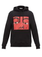 Matchesfashion.com Jw Anderson - Graphic And Text Print Cotton Hooded Sweatshirt - Mens - Black Red