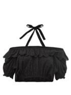 Matchesfashion.com Sir - Amelie Cropped Broderie Anglaise Top - Womens - Black